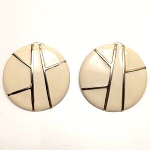 Vintage 80s 90s Art Deco Modernist Big Disc Earrings Chunky Geometric Statement